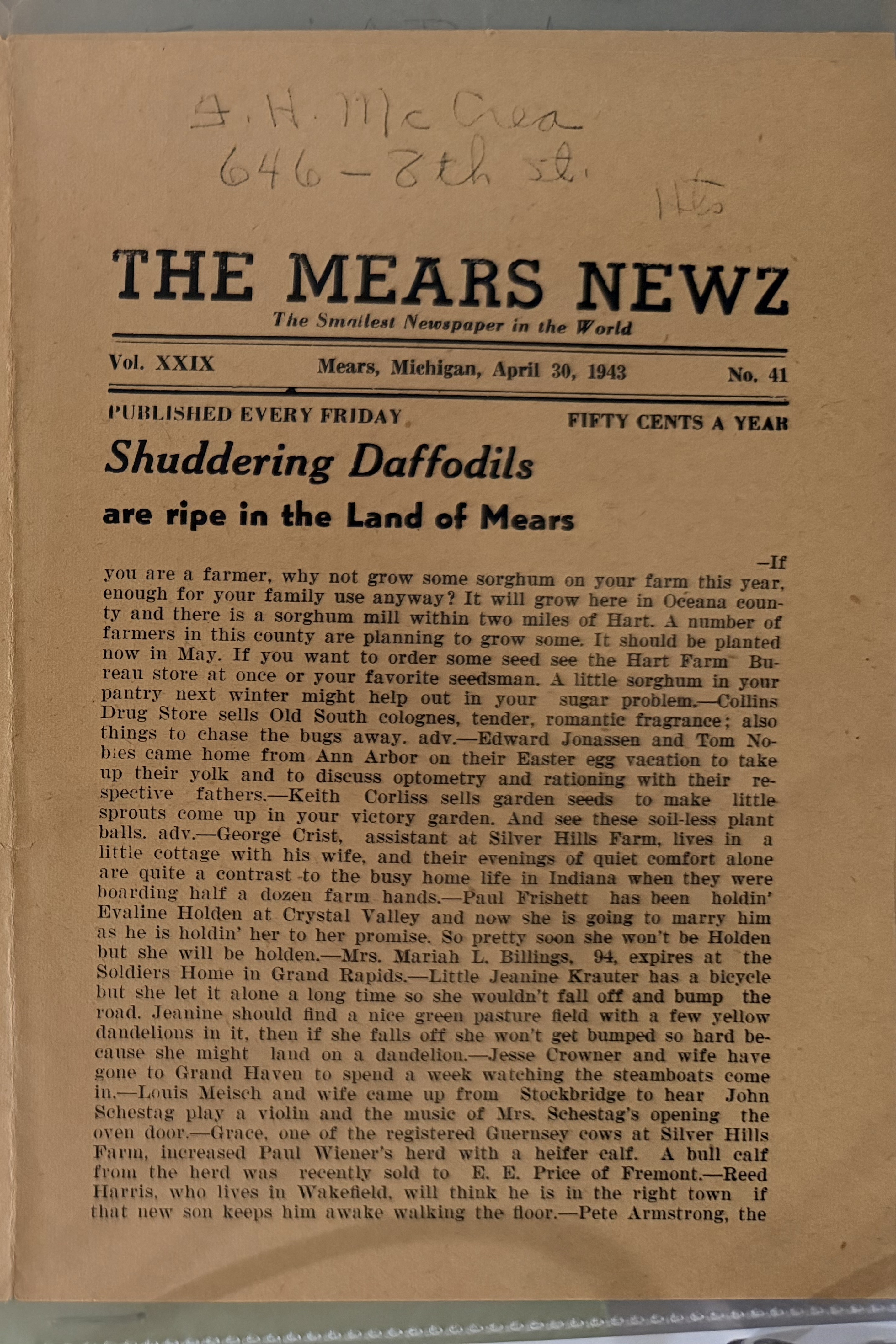 Page 1 of Shuddering Daffodils are ripe in the Land of Mears