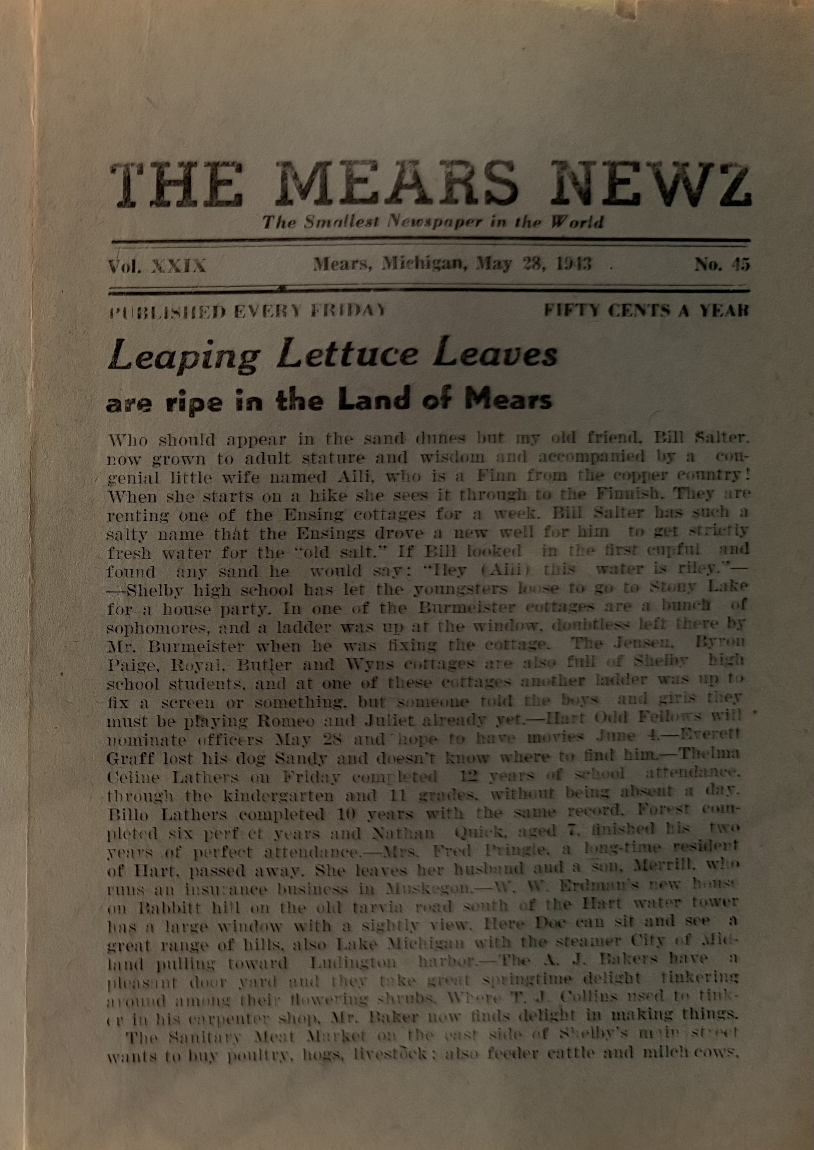 Page 1 of Leaping Lettuce Leaves are ripe in the Land of Mears